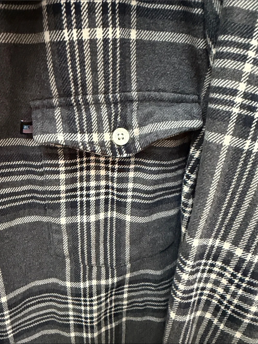 Polo by Ralph Lauren Black and Cream Plaid Button-Down Shirt Jacket